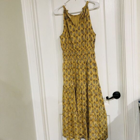 DRA Los Angeles Women's Dress‎ Sleeveless Stretch Waist Floral Yellow Size XS - Picture 10 of 11
